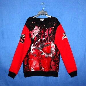 Retro Label Graphic Sweatshirt Red Black Medium